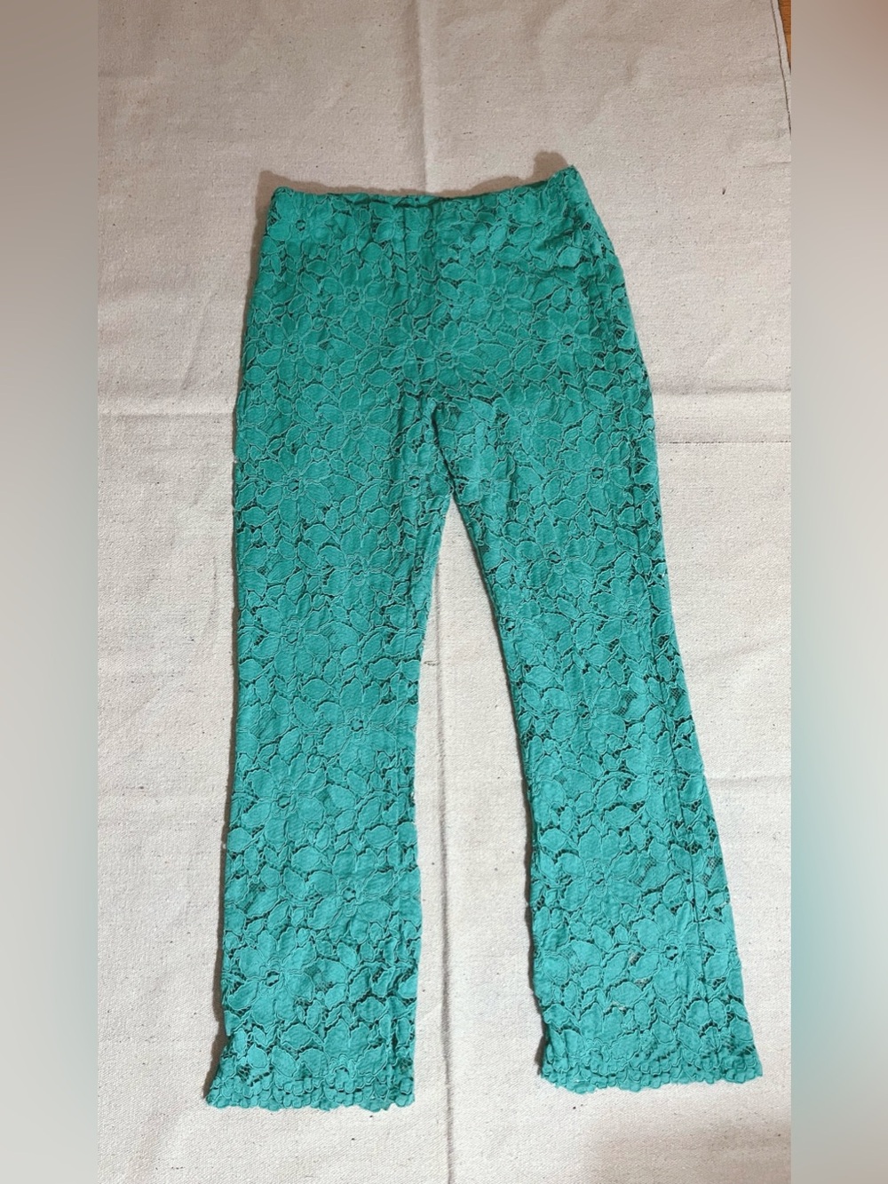 Free People Teal Floral Lace Stretch Pants